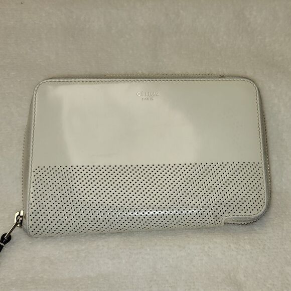 Celine Patent Leather Zip Around Wallet in Ivory - Picture 1 of 8